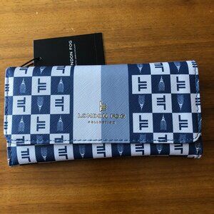 London Fog LFWS23901-Navy Lara Signature Flap Wallet 100th Year Anniversary $48